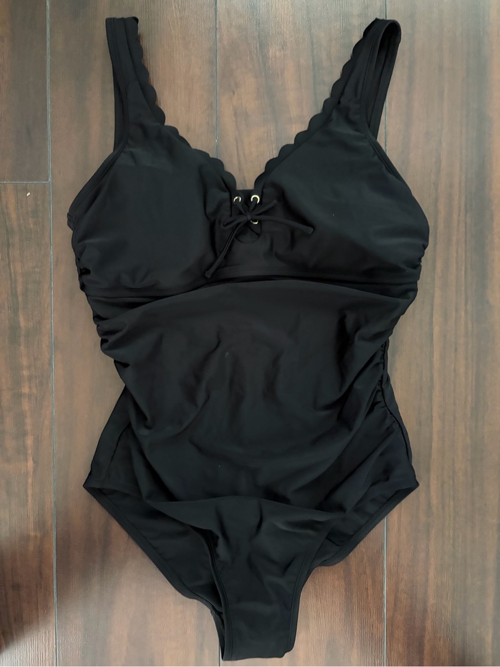 New Kona Sol One-Piece Swimsuit with Lace-Up Front, Large